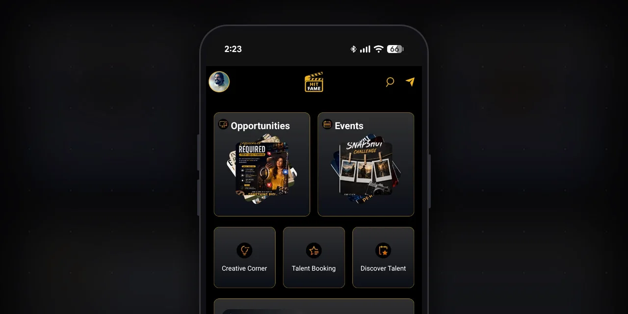 Hitfame app screen 1